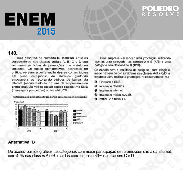 Questão 140 - Domingo (Prova Azul) - ENEM 2015
