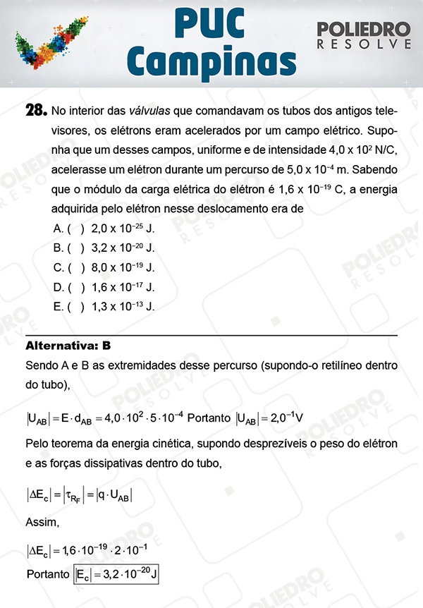 Questão 28 - 1ª Fase - Prova Verde - PUC-Campinas 2018