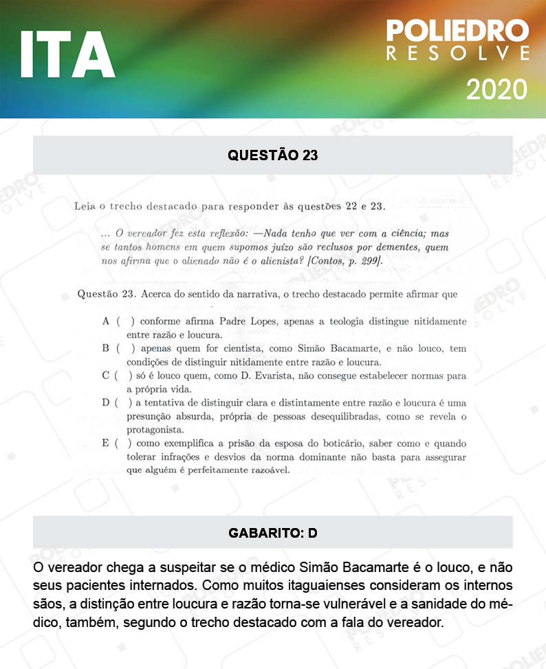 Questão 23 - 1ª Fase - ITA 2020