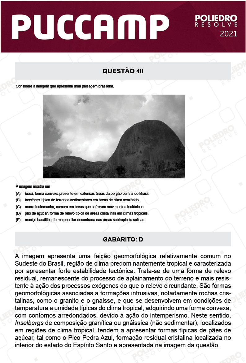 Questão 40 - Demais Cursos - PUC-Campinas 2021