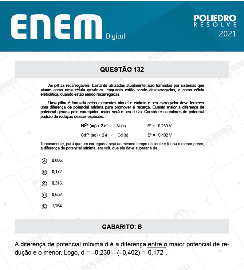 Questão 132 - 2º Dia - Prova Azul - ENEM DIGITAL 2020