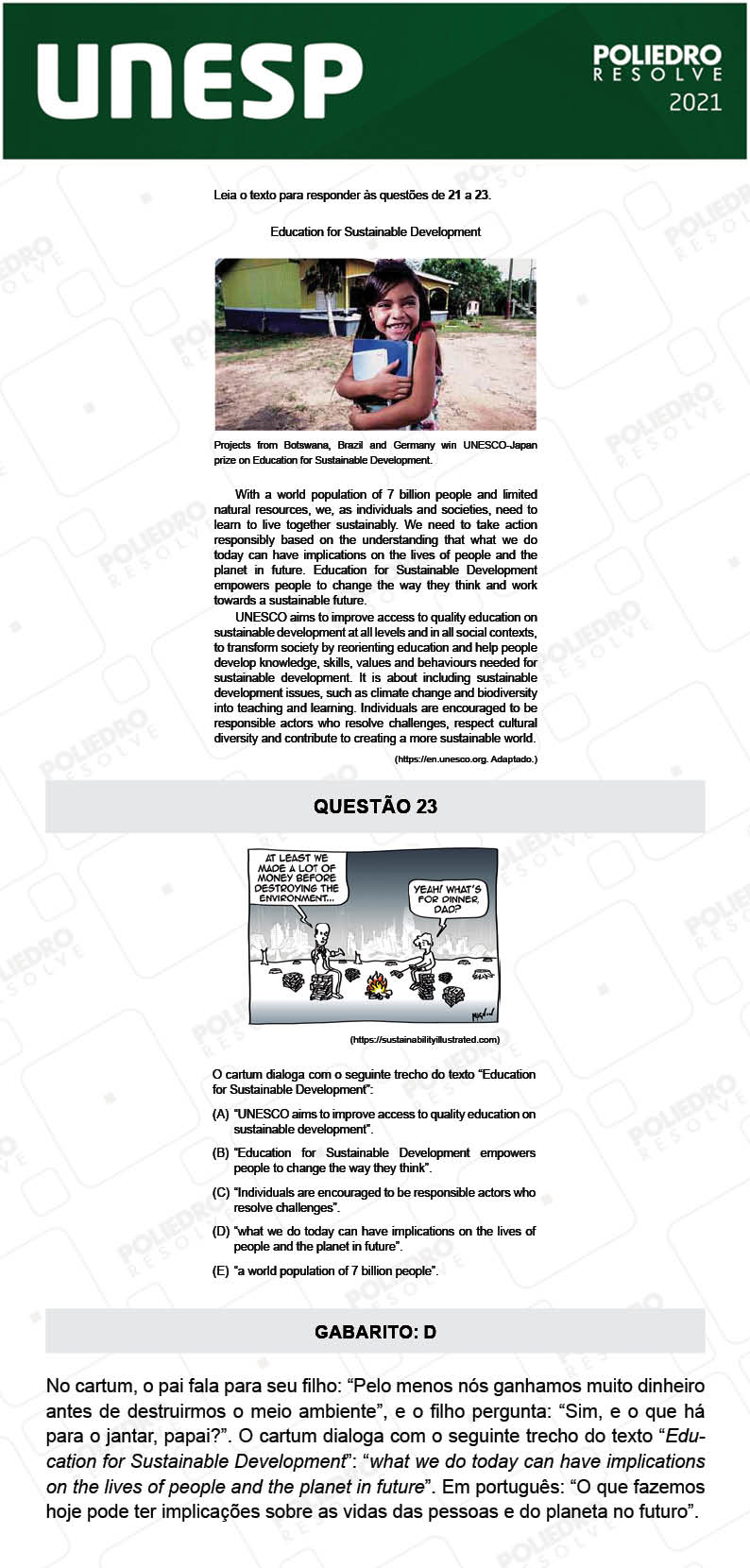 Questão 23 - 1ª Fase - 1º Dia - UNESP 2021