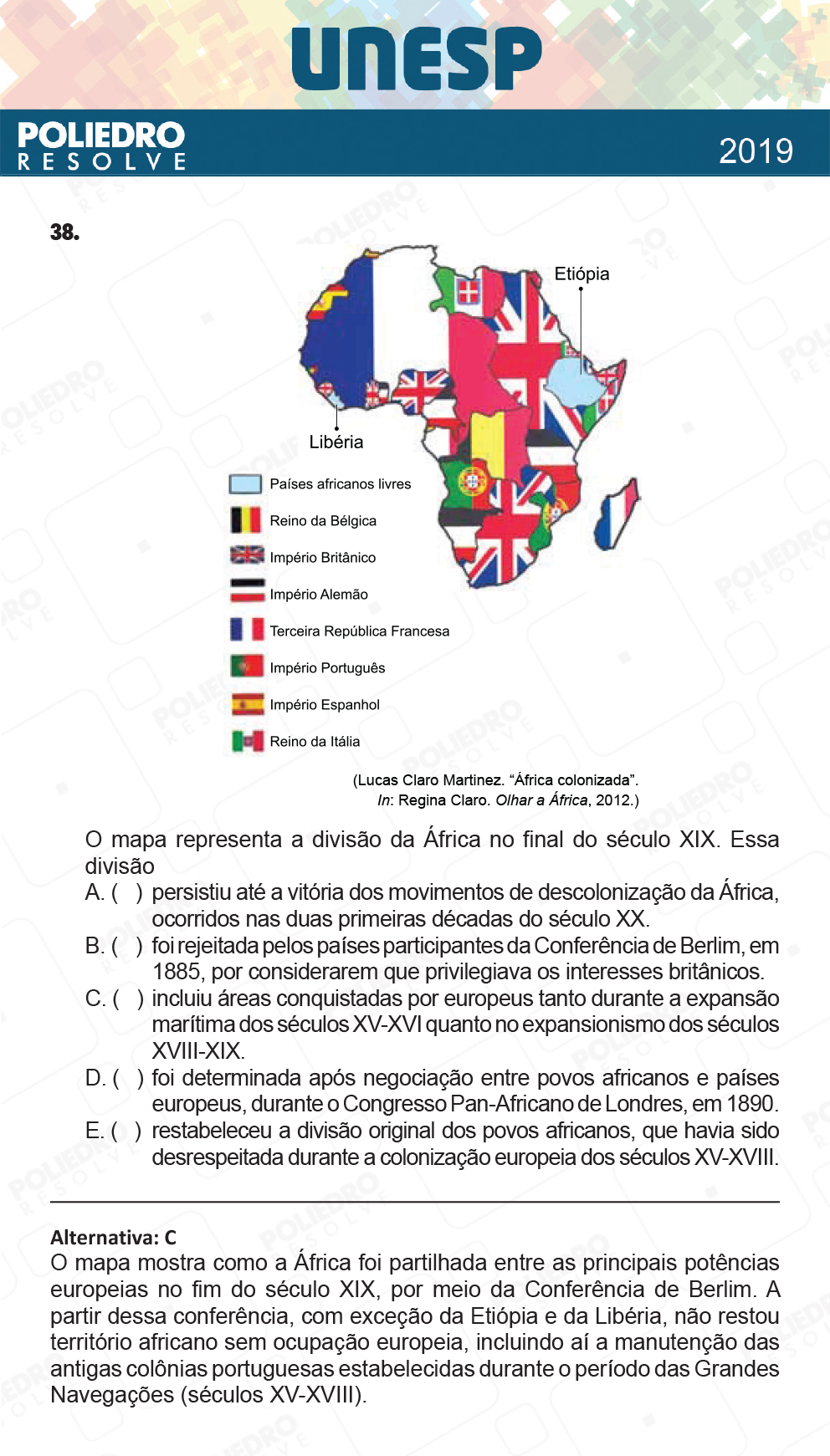 Questão 38 - 1ª Fase - UNESP 2019