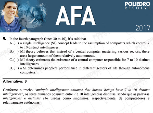 Questão 9 - Prova Modelo B - AFA 2017