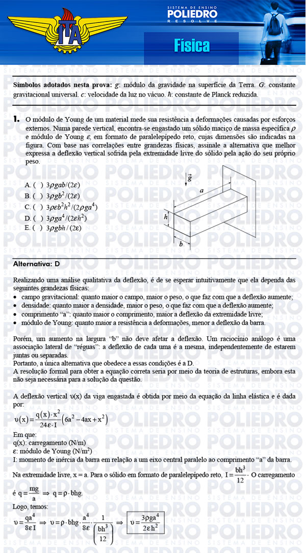 Questão 1 - Física - ITA 2014