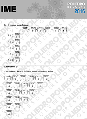 Questão 7 - Objetiva - 1ª Fase - IME 2016