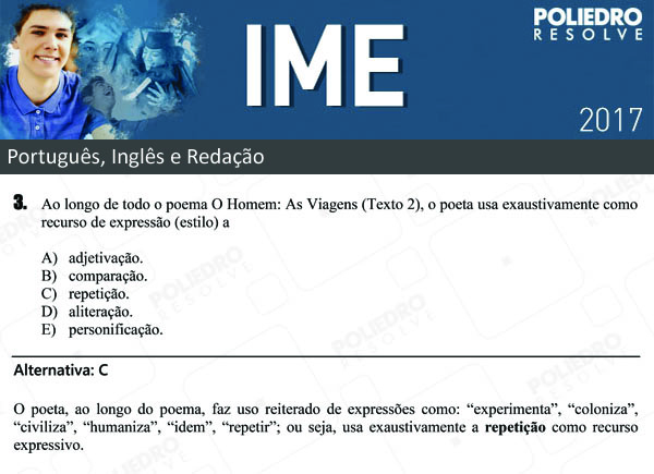 Questão 3 - Português e Inglês - IME 2017