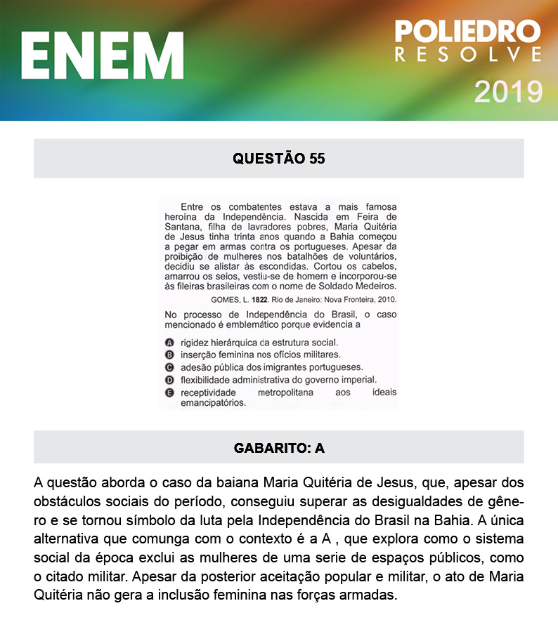 Questão 55 - 1º DIA - PROVA AZUL - ENEM 2019