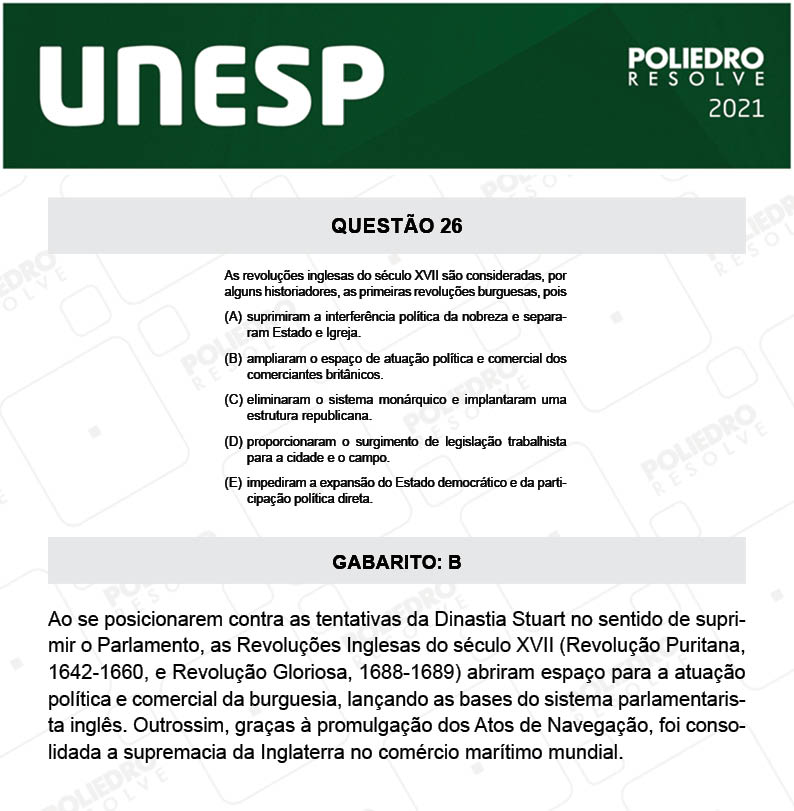 Questão 26 - 2ª Fase - UNESP 2021