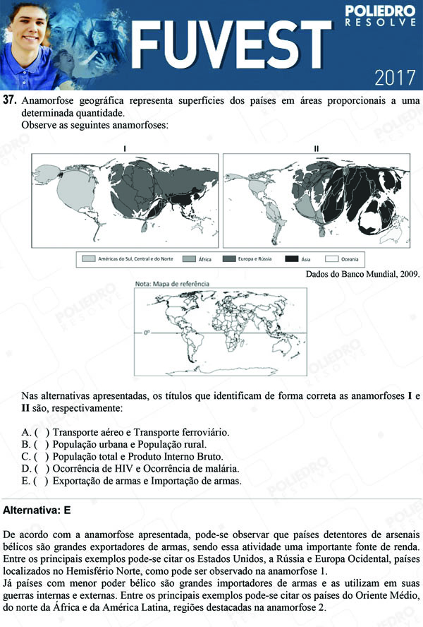 Questão 37 - 1ª Fase - FUVEST 2017