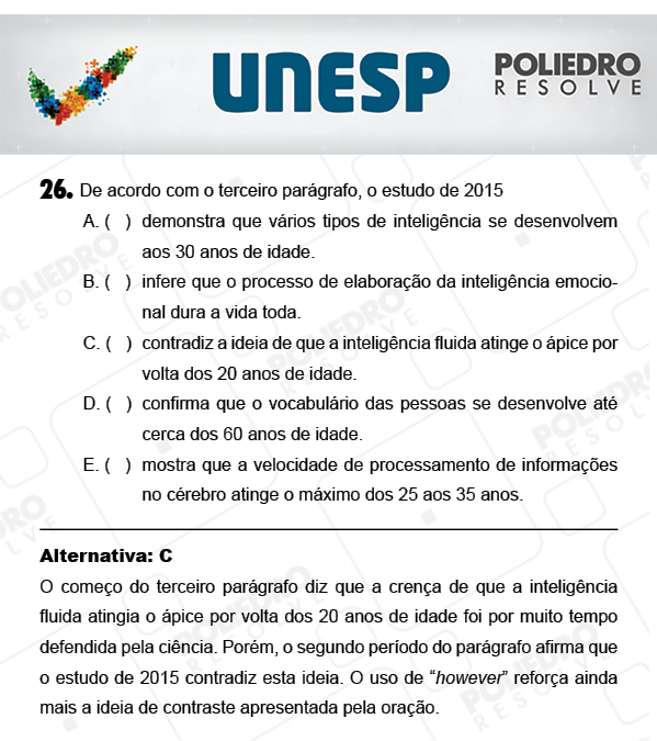 Questão 26 - 1ª Fase - PROVA 4 - UNESP 2018