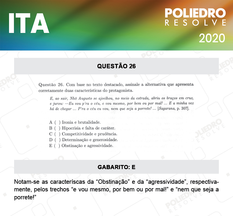 Questão 26 - 1ª Fase - ITA 2020