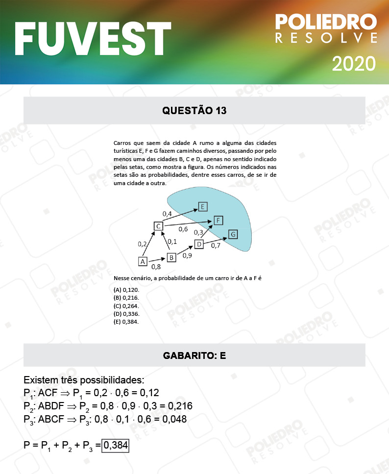 Questão 13 - 1ª Fase - Prova V - FUVEST 2020