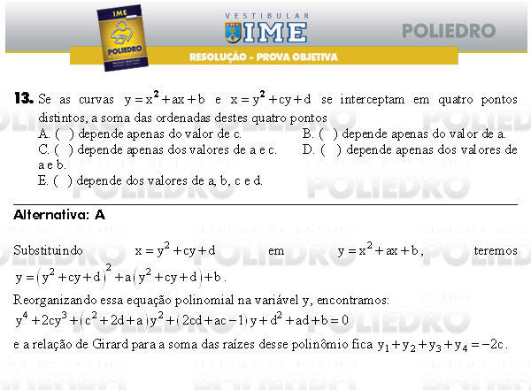 Questão 13 - Objetiva - IME 2009