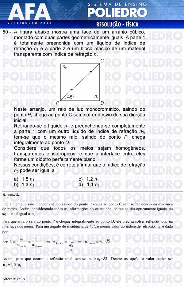 Questão 50 - Prova Modelo A - AFA 2013
