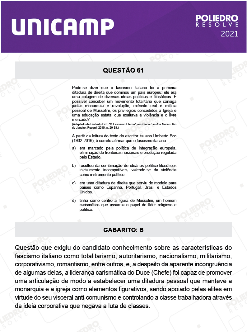 Questão 61 - 1ª Fase - 2º Dia - Q e Z - UNICAMP 2021