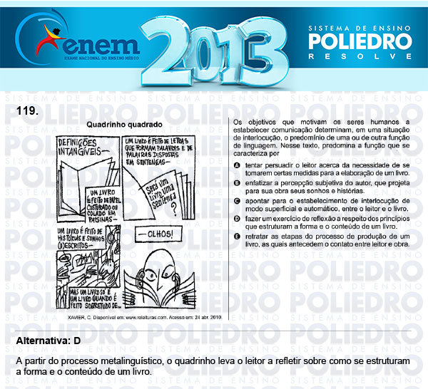 Questão 119 - Domingo (Prova Cinza) - ENEM 2013