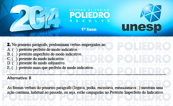 Questão 2 - 1ª Fase - UNESP 2014