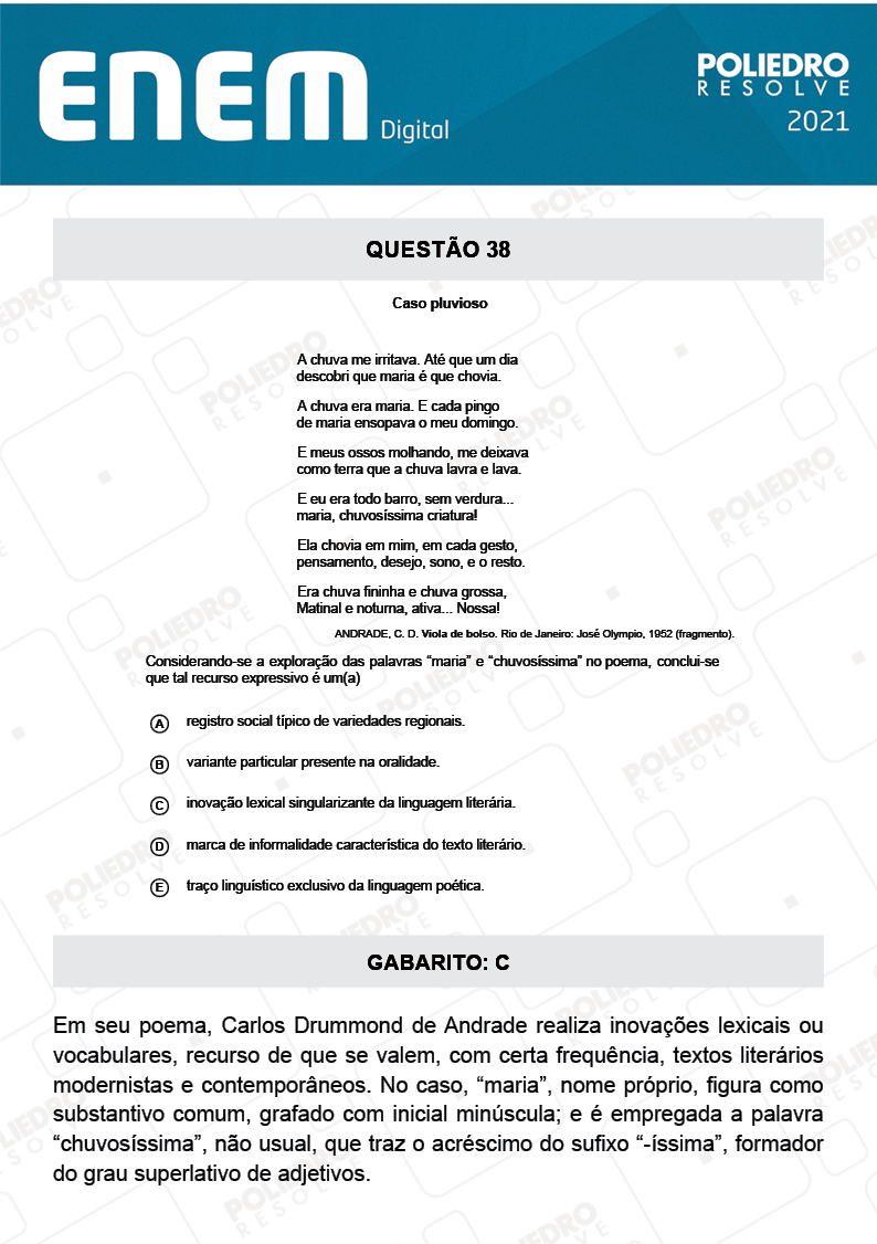 Questão 38 - 1º Dia - Prova Rosa - Espanhol - ENEM DIGITAL 2020