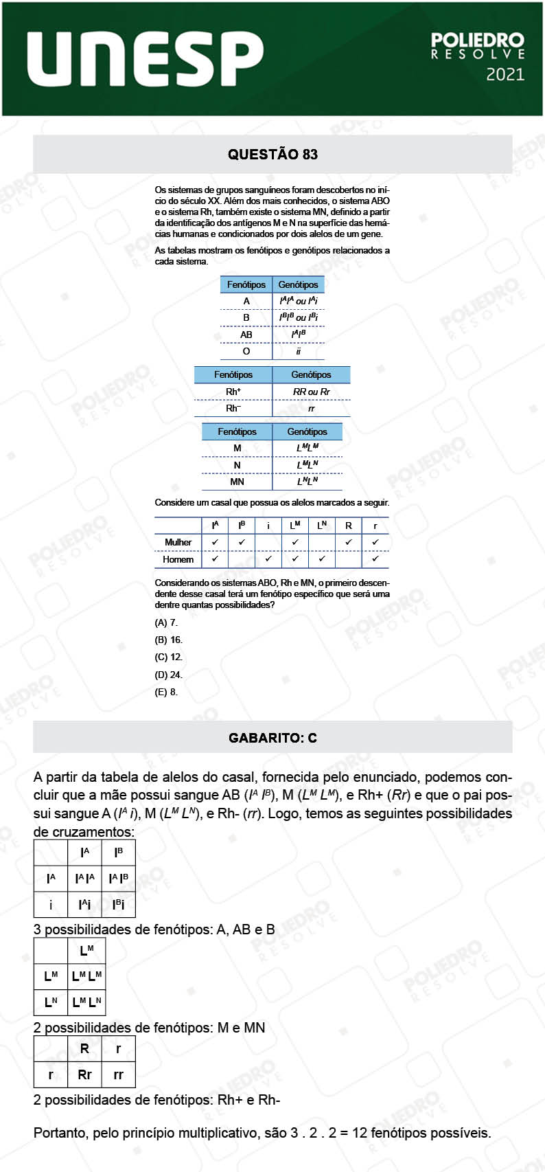 Questão 83 - 1ª Fase - 1º Dia - UNESP 2021