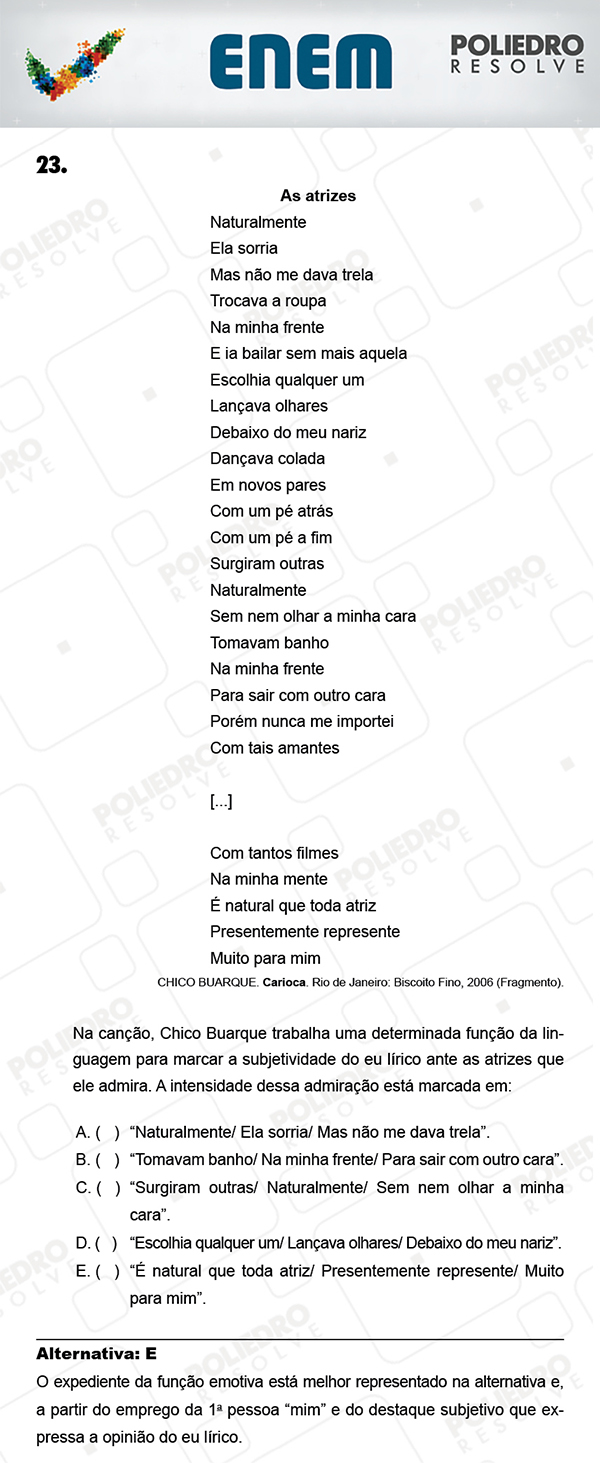 Questão 23 - 1º Dia (PROVA AZUL) - ENEM 2017