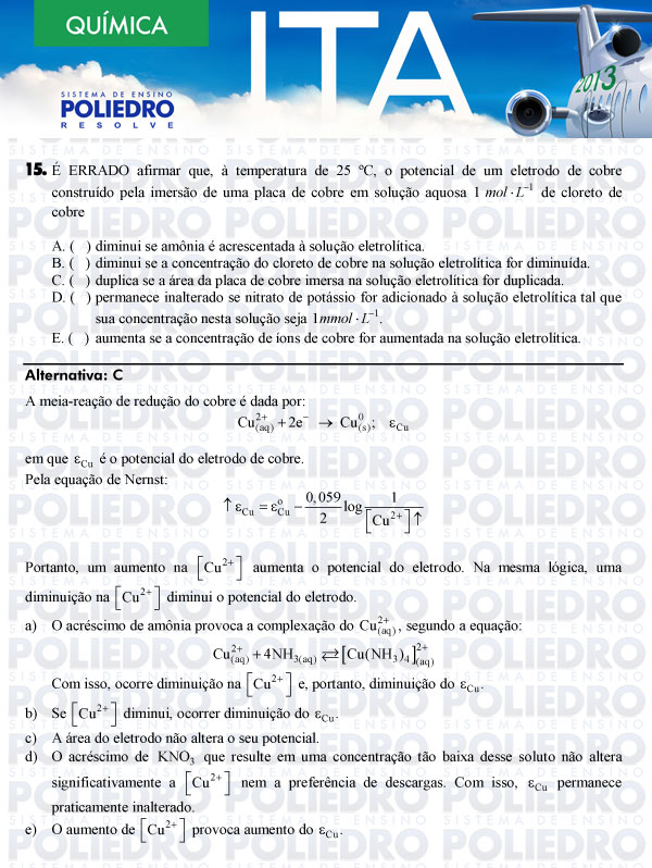 Questão 15 - Química - ITA 2013