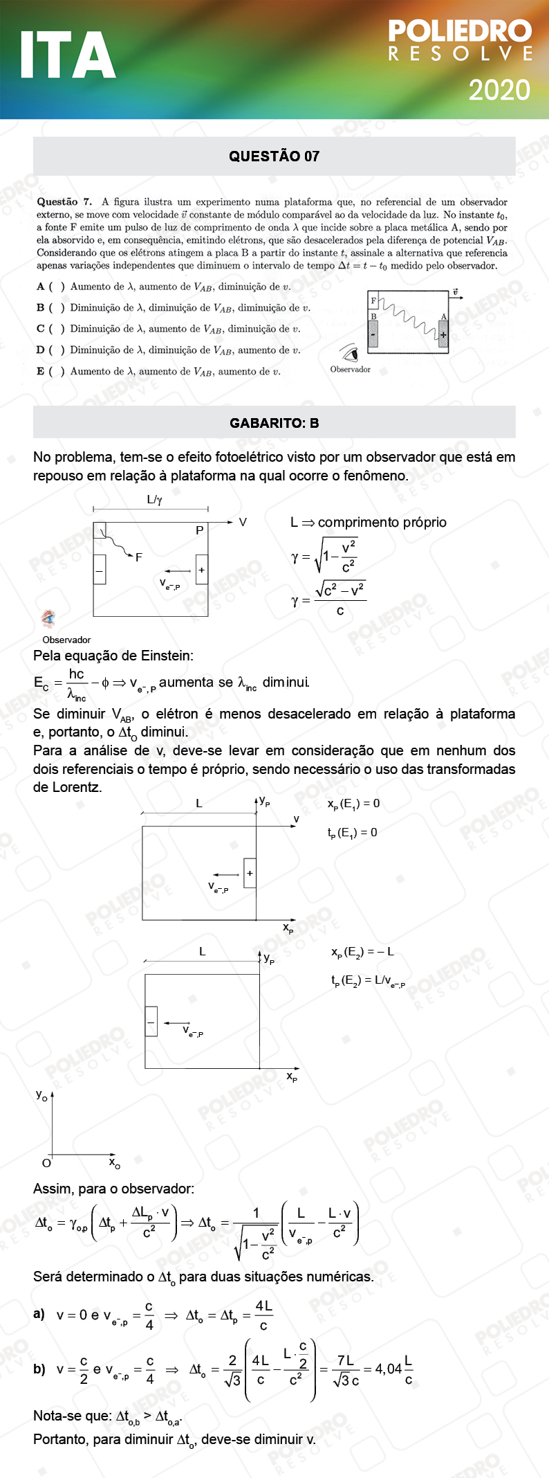 Questão 7 - 1ª Fase - ITA 2020