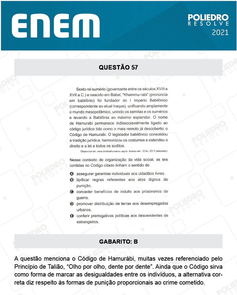 Questão 57 - 1º DIA - Prova Branca - ENEM 2020