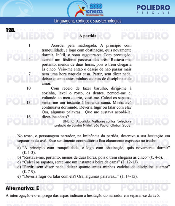 Questão 128 - Prova - ENEM 2009