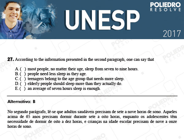 Questão 27 - 1ª Fase - UNESP 2017