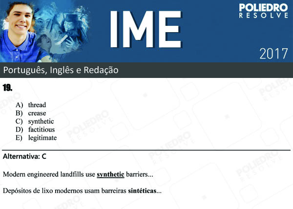 Questão 19 - Português e Inglês - IME 2017