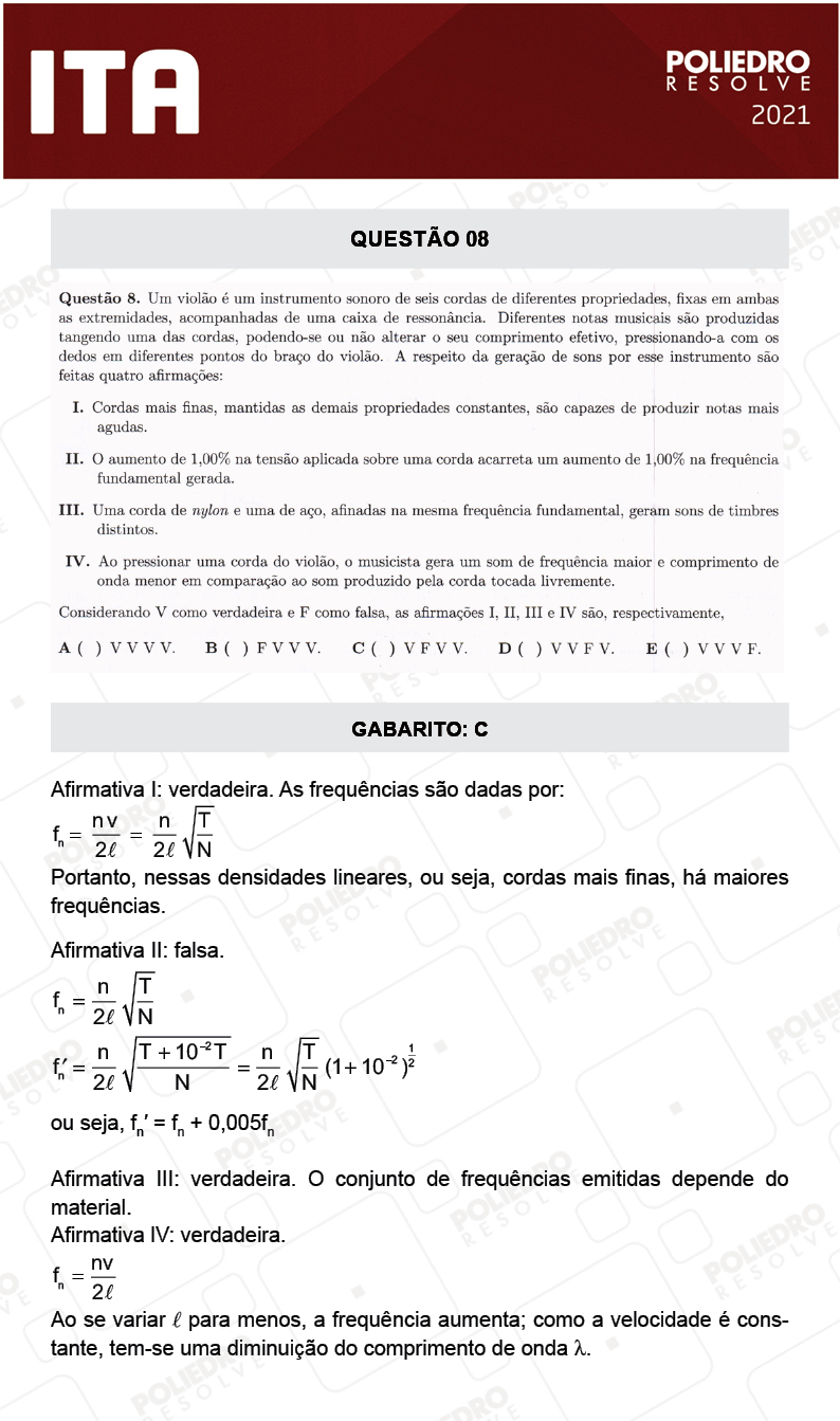 Questão 8 - 1ª Fase - ITA 2021