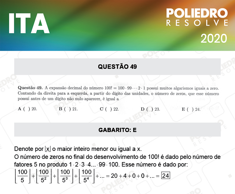 Questão 49 - 1ª Fase - ITA 2020