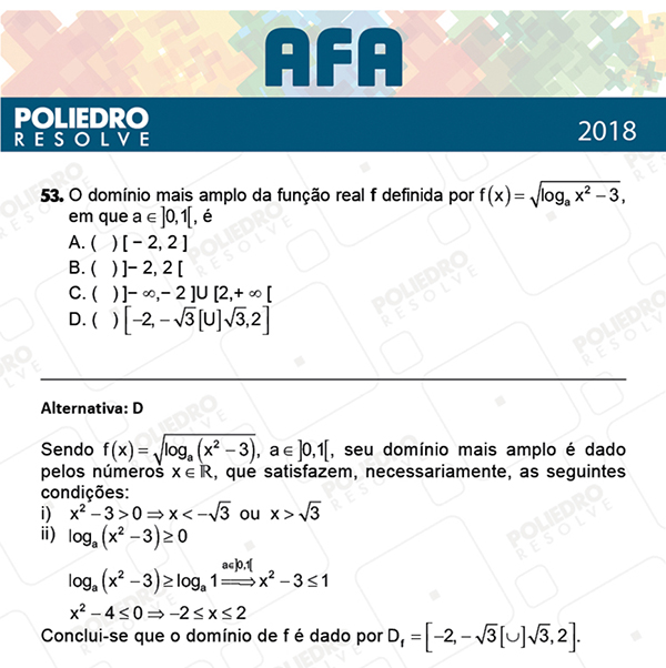 Questão 53 - Prova Modelo B - AFA 2019