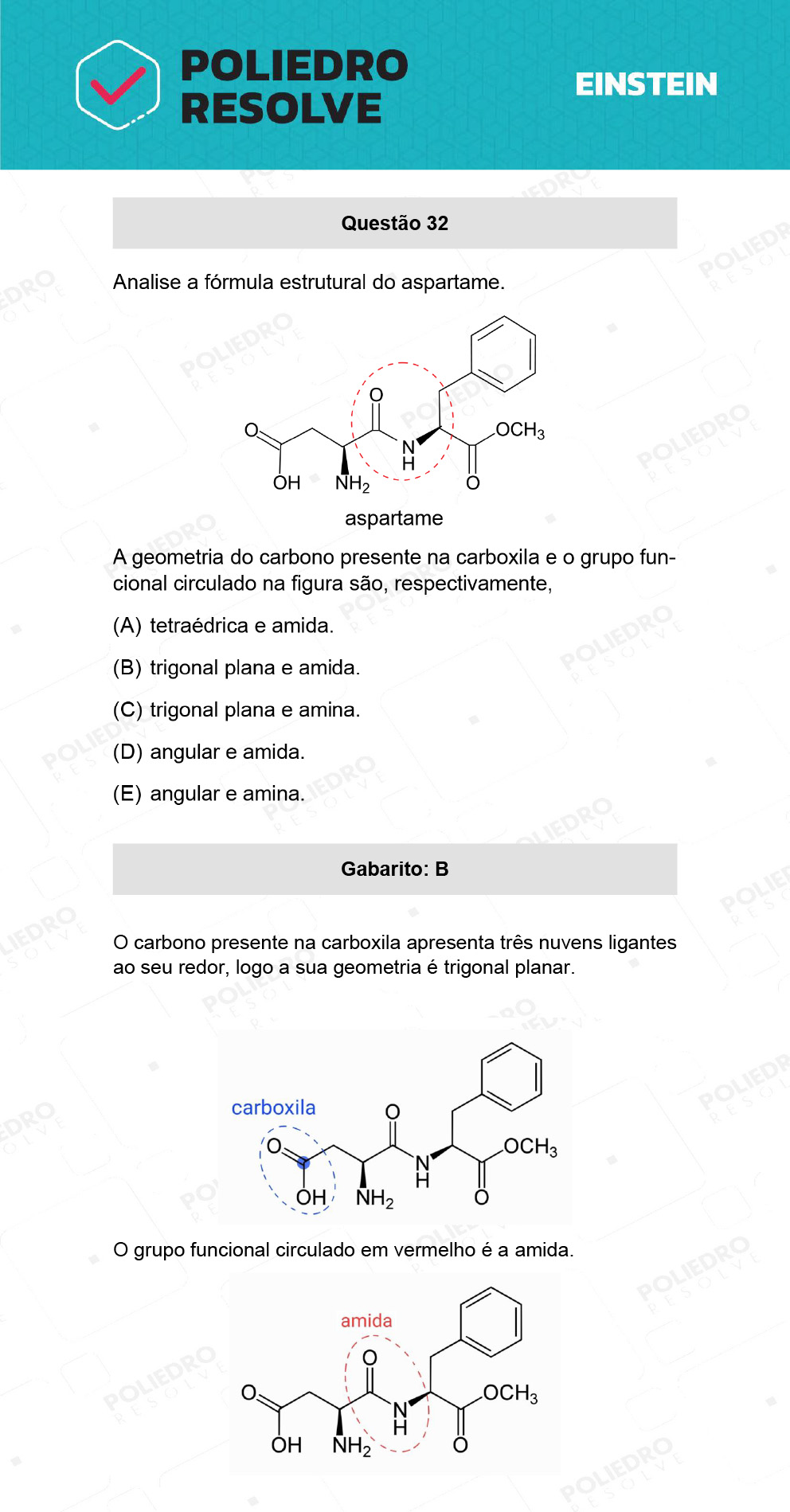 Questão 32 - Fase única - EINSTEIN 2022