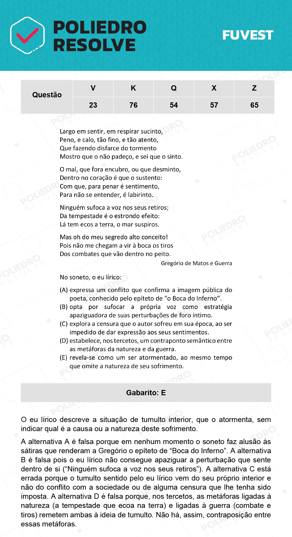 Questão 65 - 1ª Fase - Prova Z - 12/12/21 - FUVEST 2022