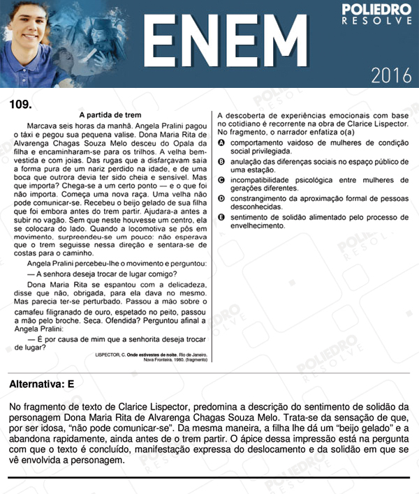 Questão 109 - 2º dia (PROVA CINZA) - ENEM 2016