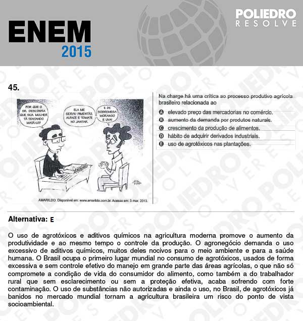 Questão 45 - Sábado (Prova Branca) - ENEM 2015