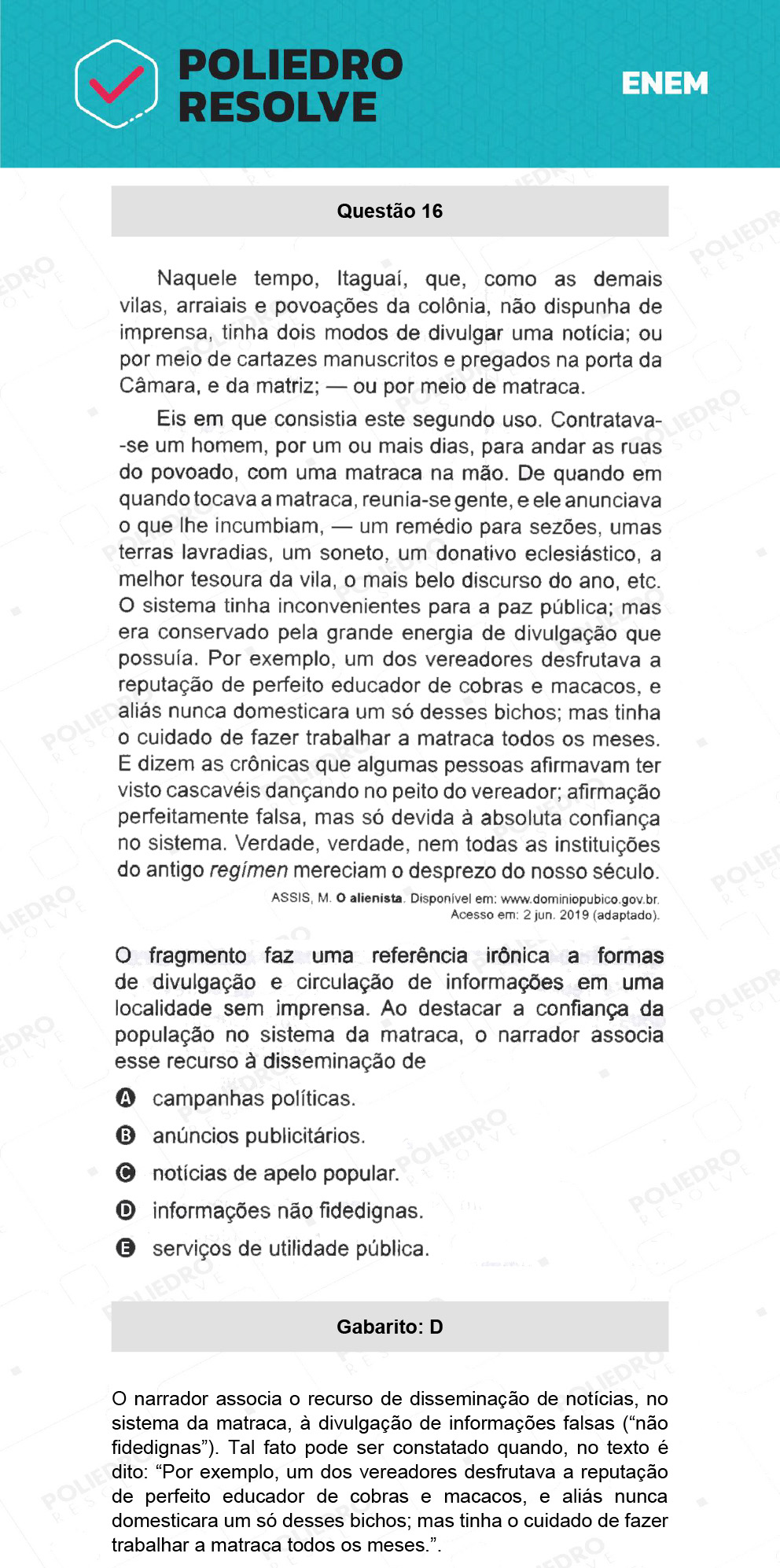 Questão 16 - 1º Dia - Prova Branca - ENEM 2021