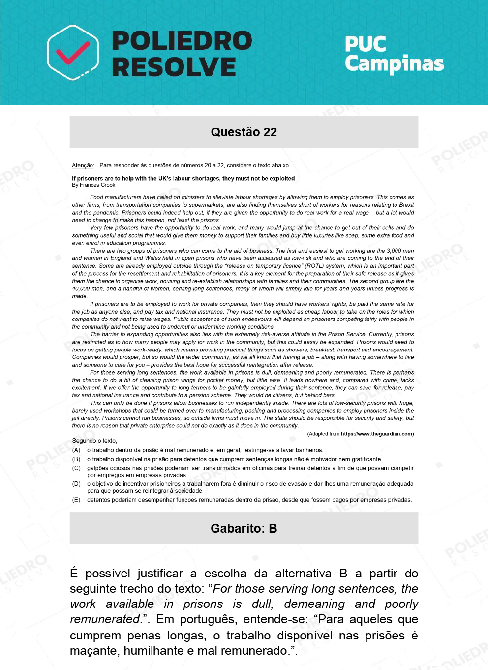 Questão 22 - Direito - PUC-Campinas 2022