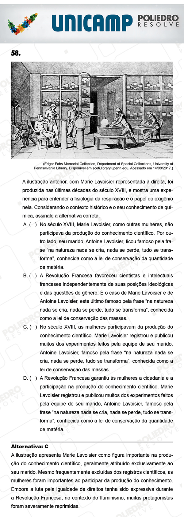 Questão 58 - 1ª Fase - PROVA Q - UNICAMP 2018