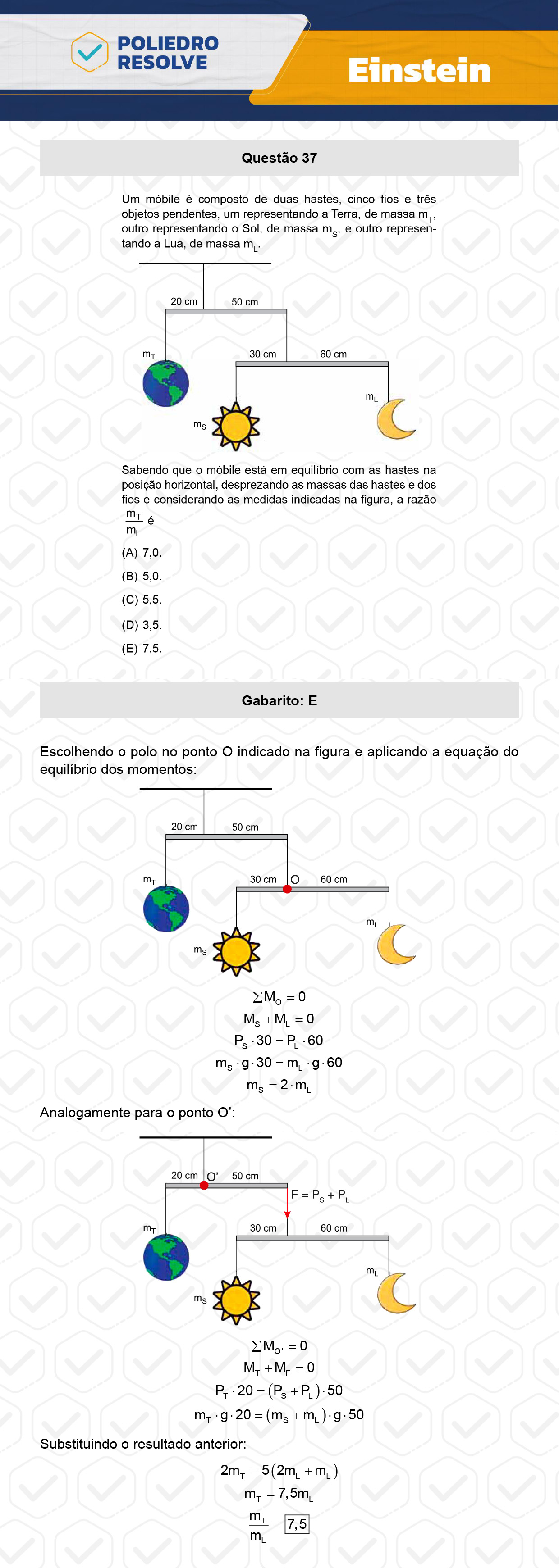 Questão 37 - Fase única - EINSTEIN 2024