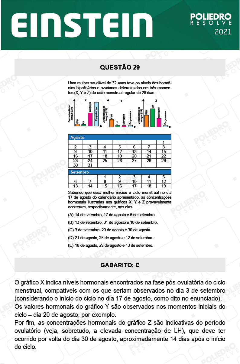 Questão 29 - Fase única - EINSTEIN 2021