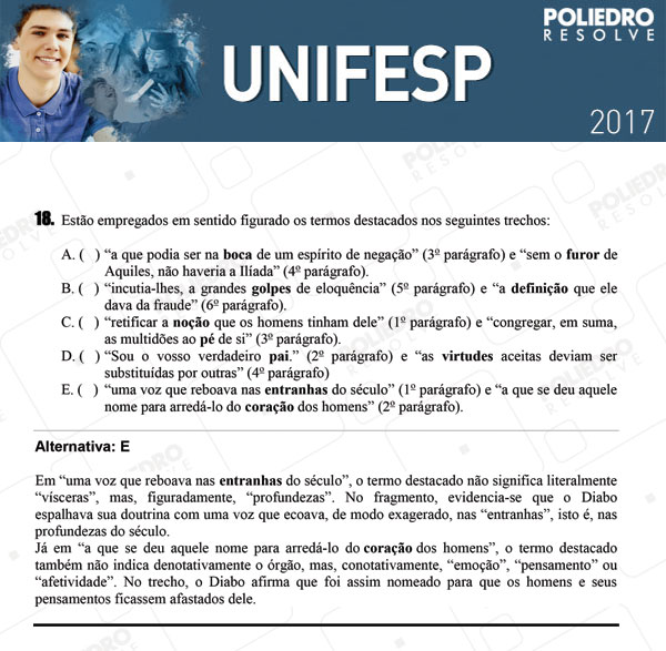 Questão 18 - 1º dia - UNIFESP 2017