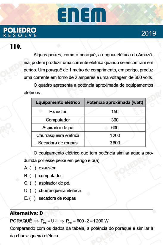 Questão 119 - 2º Dia - Prova CINZA - ENEM 2018