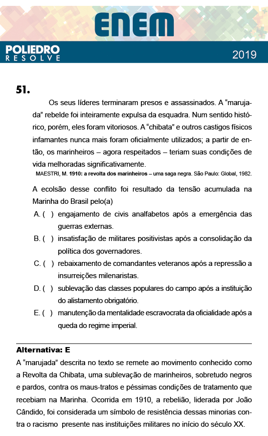 Questão 51 - 1º Dia - Prova BRANCA - ENEM 2018