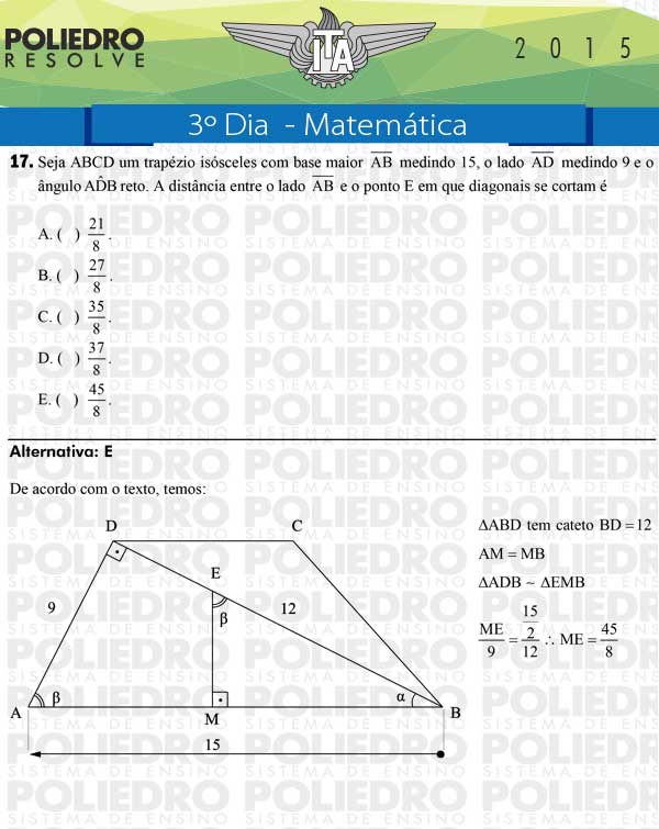 Questão 17 - Matemática - ITA 2015