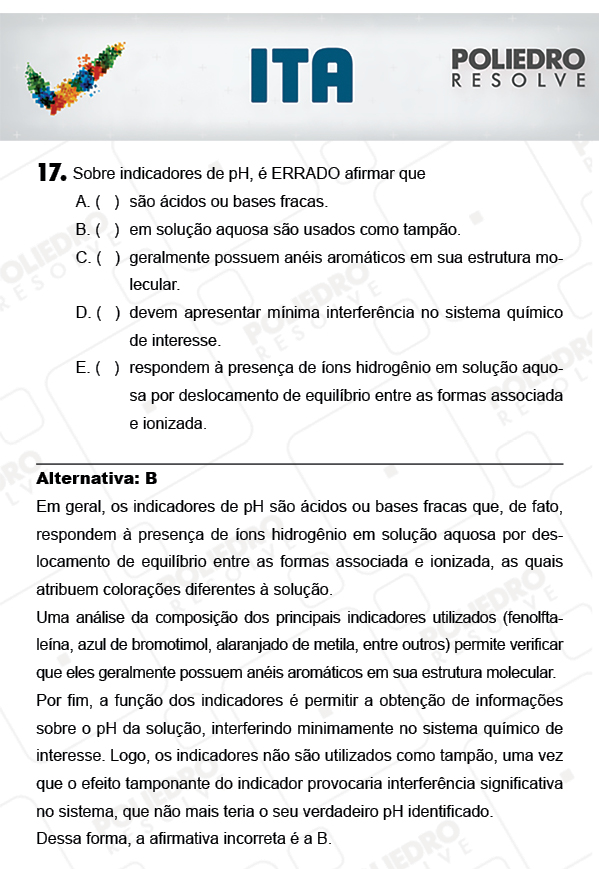 Questão 17 - Química - ITA 2018