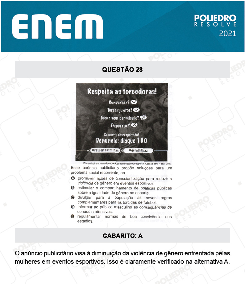 Questão 28 - 1º DIA - Prova Branca - ENEM 2020