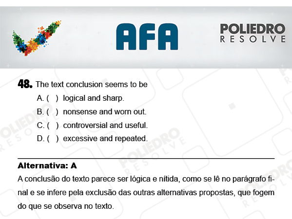 Questão 48 - Prova Modelo A - AFA 2018